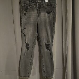 torrid Black-Grey Distressed Skinny Jeans